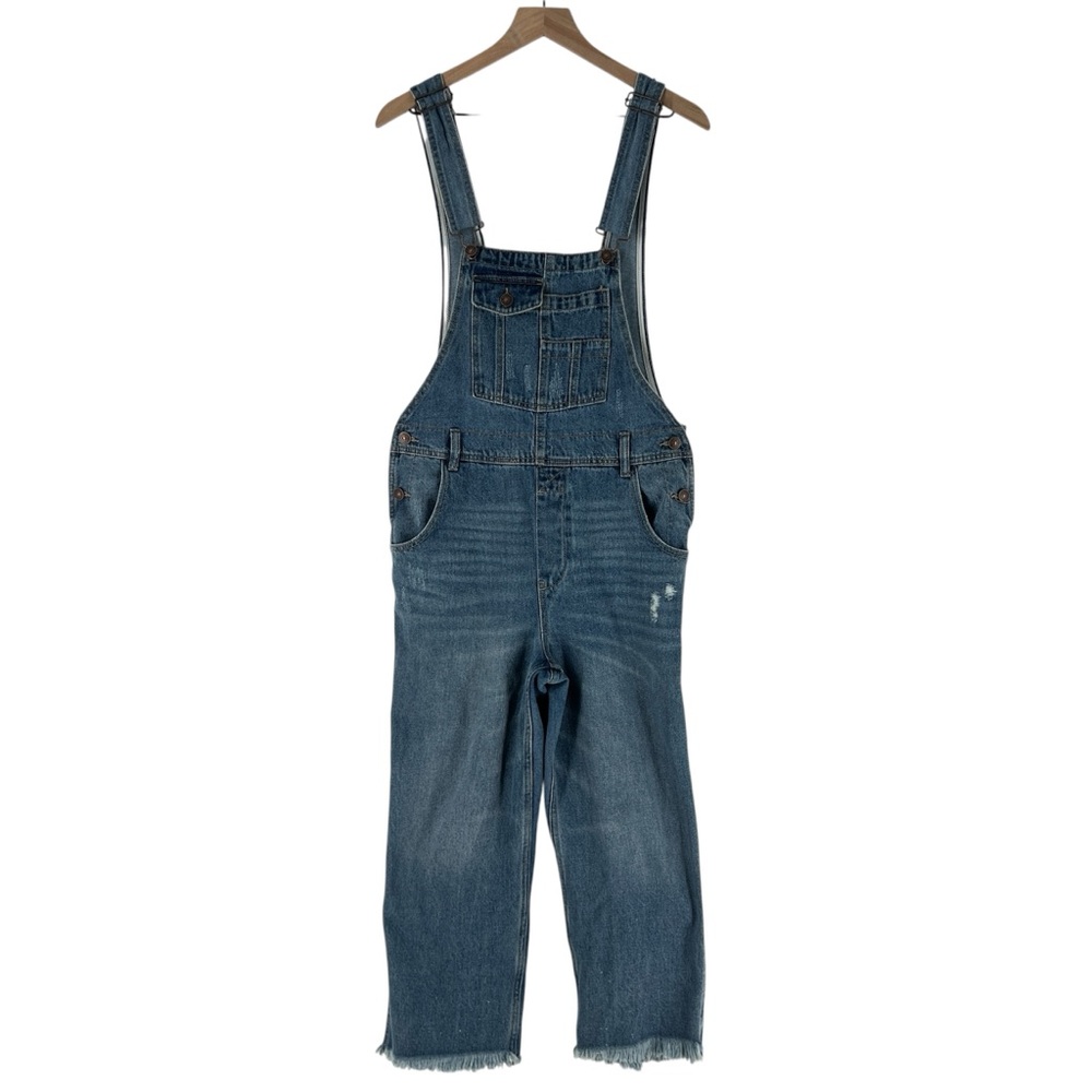 REWASH Blue Medium Was Denim Cropped Cutoff Overalls‎ 100% Cotton Size 7